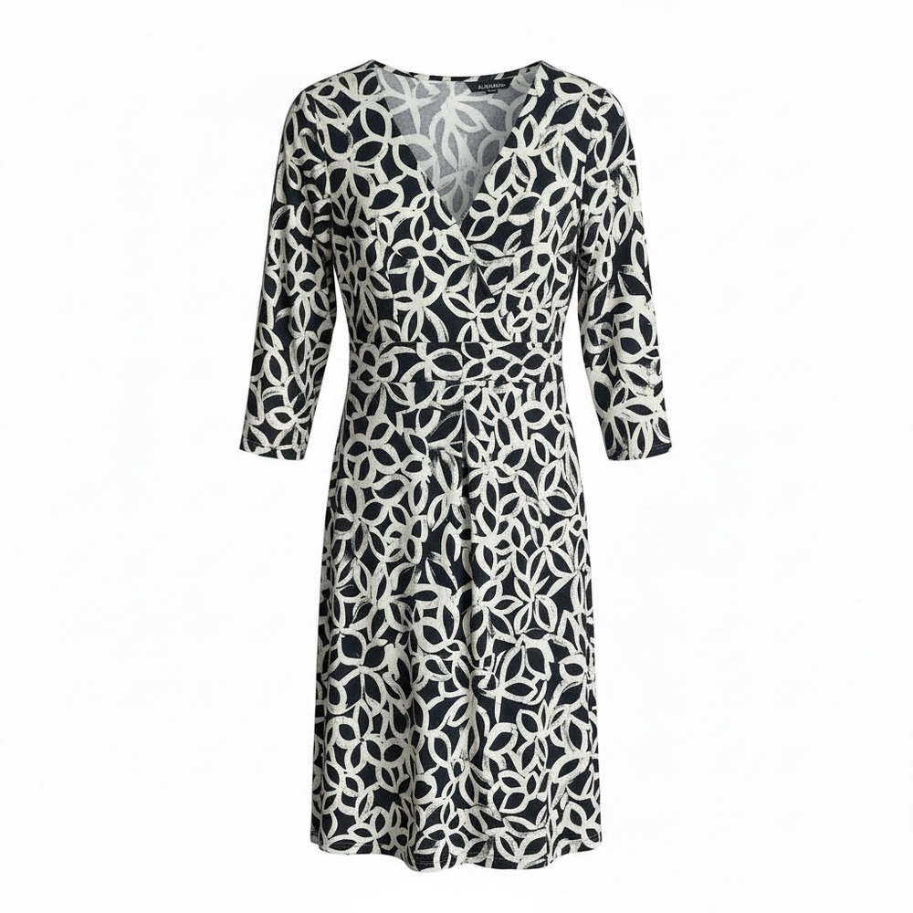 Lauren Ralph Lauren ✨Gray & White Wrap Dress 3/4 Sleeve Knee Length
